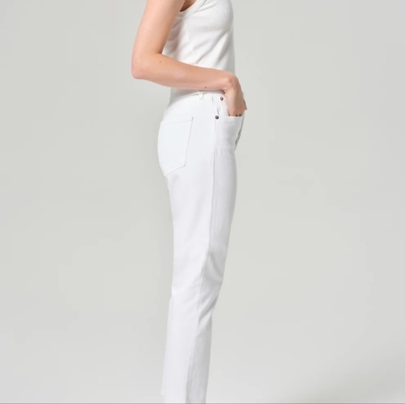 Agolde Riley High Rise Straight Crop Button Fly White Size 31 - Picture 3 of 10